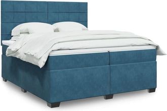 vidaXL Cama Box Spring Con Colch&oacute;n Terciopelo Azul 200x200 Cm Vidaxl