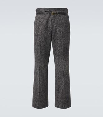 Prada Checked cotton gabardine wide-leg pants