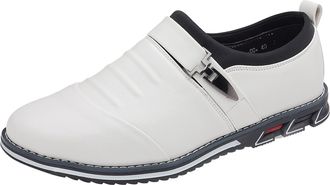 Generic Mens Patent Leather Dress Shoes, Formal Business Shoe Slip On Smart Shoes Flat Bottom Loafers Breathable Brogues Derbys Shoe Round Toe Outdoor Loafer 