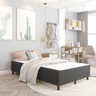 vidaXL Estructura De Cama Box Spring Tela Gris 120x200 Cm Vidaxl