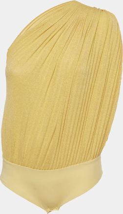 Elisabetta Franchi Yellow Jersey And Lurex Knit One Shoulder Bodysuit