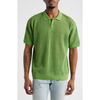 Obey Saratoga Open Stitch Cotton Polo in Piquant Green at Nordstrom Rack, Size Large
