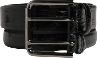 Dolce & Gabbana Men Black Exotic Leather Double Strap Mens Belt (Pre-Owned)
