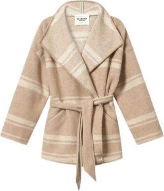 Isabel Marant Abrigo con cintur&oacute;n y solapa ancha - Knitwear - Mujer - Beige - 2XS