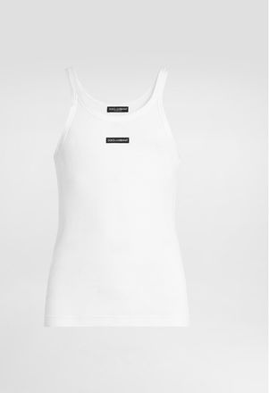 Dolce & Gabbana Cotton Tank Top With Print - Man T-shirts And Polos White 44