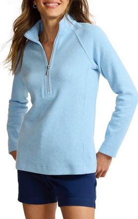 Tommy Bahama New Aruba Stretch Cotton Half Zip Pullover in Chambray Blue Heather at Nordstrom, Size X-Large