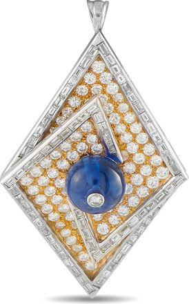 Bulgari 18K White Gold 5.58ct Diamond and Sapphire Pendant Brooch BV08-042726