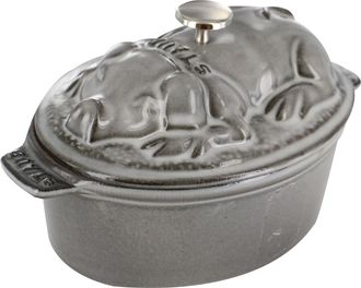 Staub Cast Iron 1-qt Pig Cocotte - Graphite Grey