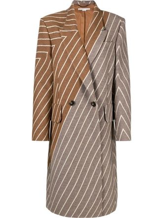 Stella McCartney two-tone double-breasted coat - women - Cotton/Cotton/Polyamide/Viscose/Wool - 42 - Brown