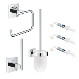 GROHE Pack Accesorios De Ba&ntilde;o Grohe Start Cube Con Portaescobillas + Portarrollos + Dispensador De Papel + 3 Colas Grohe Quickglue