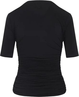 Alaia Womens Ruched Stretch-Jersey T-Shirt Black T-Shirts And Polos