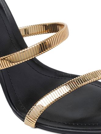 Rene Caovilla Gold-Strap Leather Sandal - Black