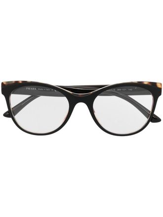 Prada tortoiseshell-effect cat-eye frame glasses - Black