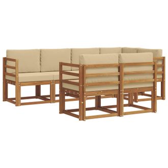 vidaXL Conjunto De Sof&aacute;s De Exterior Con Coj&iacute;n 7 Pcs Natural Y Beige Vidaxl