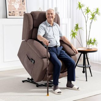 HOMCOM Power Lift Recliner Chair, Lift Chair w/ Massage & Remote in Dark Brown | Size: Armchair