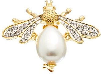Kenneth Jay Lane Plated 18Mm Pearl Pin Brooch