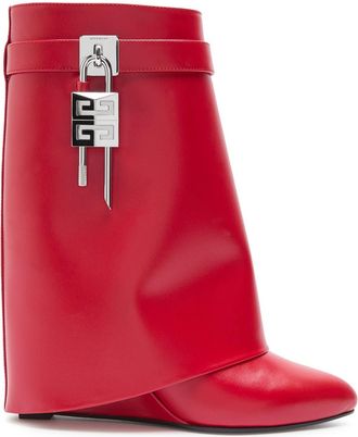 Givenchy Shark Lock 90 Leather Ankle Boots - Red - 38 (IT38 / UK5)