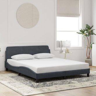 vidaXL Giroletto senza Materasso Grigio Scuro 160x200 cm Velluto - Vidaxl