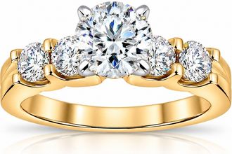 Pompeii3 1 3/4ct Diamond 14k Yellow Gold Engagement Ring U Prong Round Cut