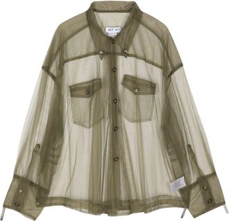 ACT Nº1 semi-sheer long-sleeve shirt - women - Polyamide - M - Green