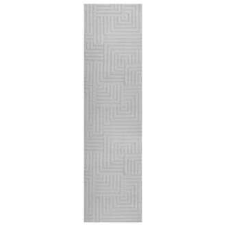 Beliani Alfombra Para Sal&oacute;n Estilo Moderno Forma Rectangular Jacquard 80 X 300 Cm Pelo Corto Gris Tamirel