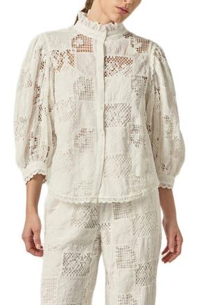 English Factory Embroidered Cotton Shirt in White at Nordstrom, Size X-Small
