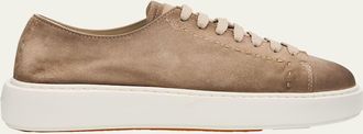Santoni Clean Icon Suede Low-Top Sneakers