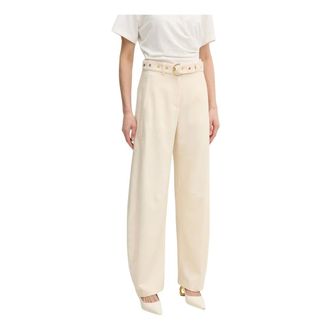 Pinko Pinko, Broeken, Dames, Beige, L, Polyester, Wide Broeken
