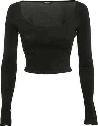 Versace Top con scollo ampio a maniche lunghe - Nero