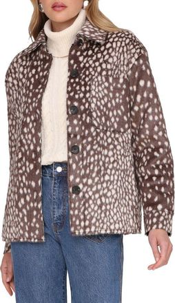 Avec Les Filles Cheetah Print Faux Fur Shirt Jacket in Brown Spotted Animal at Nordstrom, Size Xx-Small