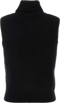 Prada Womens Cashmere Knit Tank Top Black Tops
