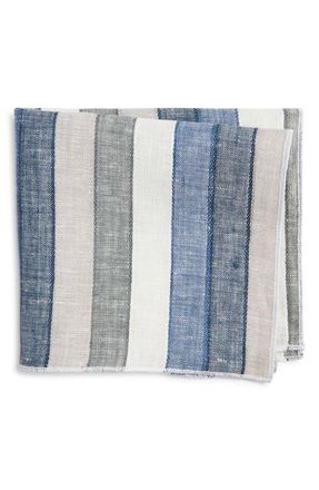 Clifton Wilson Stripe Linen Pocket Square in Blue at Nordstrom