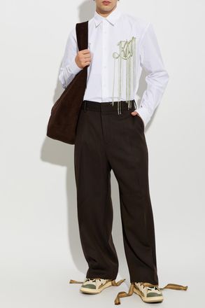 STUDIO NICHOLSON Wool Trousers Fume, Mens, Brown