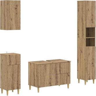 vidaXL Juego De Armarios De Ba&ntilde;o De 4 Piezas Delft Roble Artisan Vidaxl