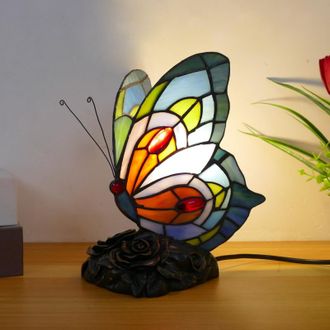 OEM L&aacute;mpara Tiffany Mariposa, L&aacute;mpara De Mesa De Cristal Tintado, L&aacute;mpara Peque&ntilde;a De Mesilla De Noche Para Ni&ntilde;as, Regalos Para El D&iacute;a De La Madre, Regalos