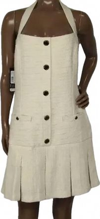 Marciano Womens Tweed Square Neck Sleeveless Mini Dress In Beige