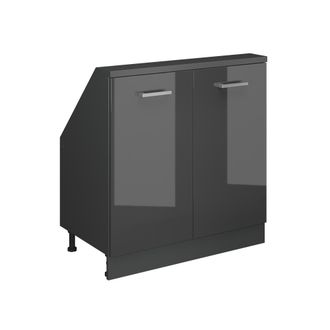 Vicco Armario De Cocina Para Techo Inclinado R-line, Antracita Brillo Intenso/antracita, 80 Cm Con 2 Puertas, Vicco
