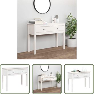 vidaXL Tavolo da ingresso - Tavolo Consolle Bianco 100x35x75 cm in Legno Massello di Pino