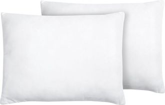 Beliani Conjunto De 2 Almohadas De Poli&eacute;ster Blanco 50 X 60 Cm Perfil Bajo Microfibra Relleno Suave Errigal