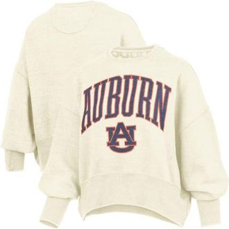 Pressbox Womens Pressbox Natural Auburn Tigers Oversized Waist-Length Crewneck Sweatshirt at Nordstrom, Size Xx-Large