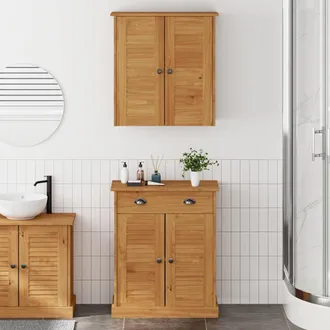 vidaXL Set Di Mobili Per Il Bagno Vigo 2 Pz Marrone E Marrone Miele Vidaxl