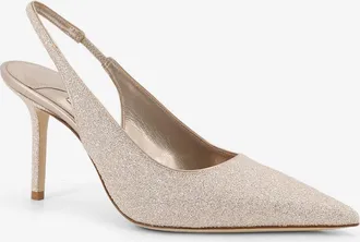 Jimmy Choo London Womens Love D&eacute;collet&eacute; Glitter Pumps Beige Pelle High Heel Shoes