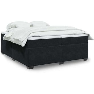 vidaXL Cama Box Spring Con Colch&oacute;n Terciopelo Negro 200x200 Cm