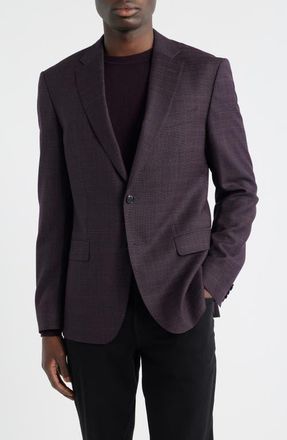 BOSS Huston Slim Fit Virgin Wool Sport Coat in Dark Red at Nordstrom, Size 38 Regular