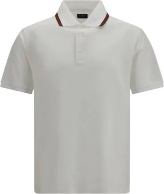 Gucci Cotton Jersey Piqu&eacute; Polo Shirt - male - Gucci - Polo Shirts - White - S - Tops