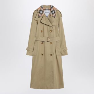 Burberry Castleford Double Breasted Trench With Check Collar