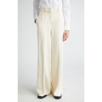 Jil Sander Tailored Wide Leg Twill Trousers in 105 Chalk at Nordstrom Rack, Size 10 Us / 40 Eu