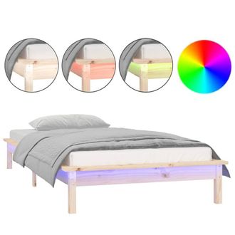 Berkfield Home LED Bed Frame 75x190 cm Small Single Solid Wood in Light Tan