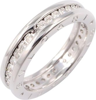 Bulgari Silver Clear White Gold (18K) Band Ring (Pre-Owned)