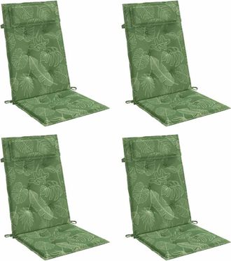vidaXL Cuscini Sedia Schienale Alto 4 Pz Motivo Foglie Tessuto Oxford - Vidaxl